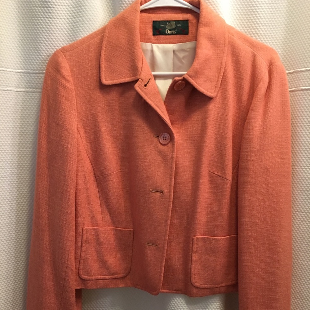 Orvis coral linen blazer